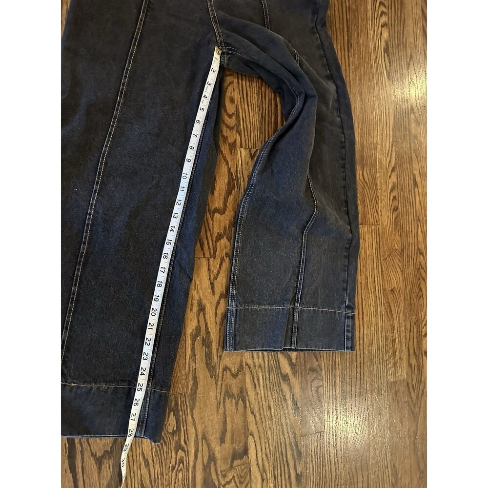 Wide Leg Flared Jeans in Washed Black - Picture 9 of 11